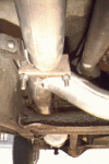 Pipe between frame and t-case, from front