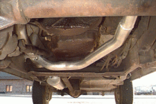 Y-pipe and muffler, from front