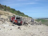 Dusty playing by the lake
