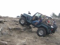 TJ climbing the ledges