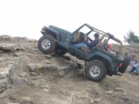 TJ climbing the ledges