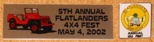 4x4 Fest dash plaque & pin